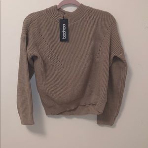 NWT bohoo tan mock neck sweater